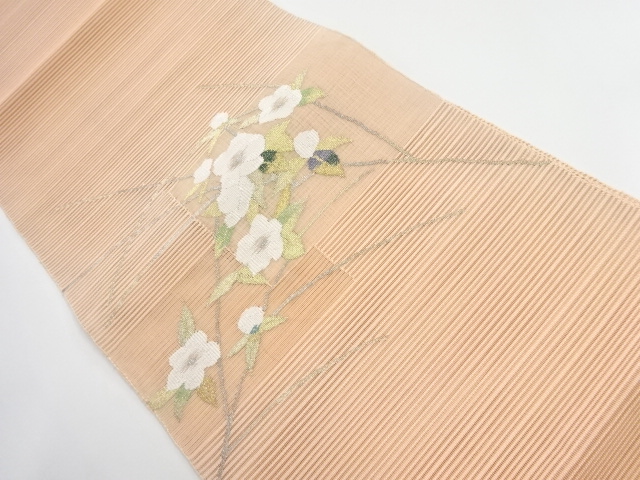 リサイクル　　 絽 綴れ色紙に枝花模様織出し名古屋帯